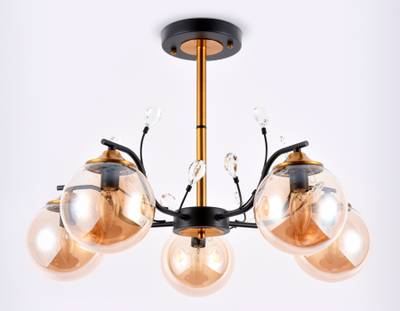Подвесная люстра TR9072/5 BK/TI черный/янтарь E14 max 40W D620*420