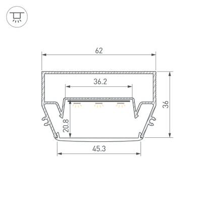 Профиль STRETCH-S-50-CEIL-CENTER-2000 (GAMMA50) (Arlight, Алюминий)