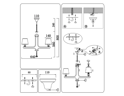 Светильник подвесной TR4614/3 CF/FGD кофе/золото E27/3 max 40W D640*800