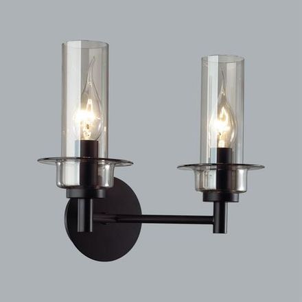 6555/2W CLASSI LN25 черный/дымчатый/металл/стекло Бра E14 2*40W 220V MADONNA