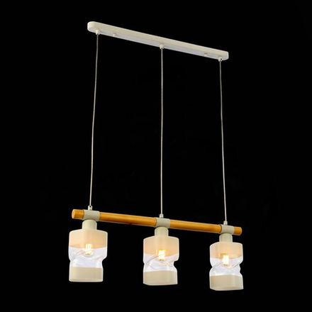 SLE114503-03 Светильник подвесной Белый, Светлое дерево/Белый, Прозрачный E27 3*60W