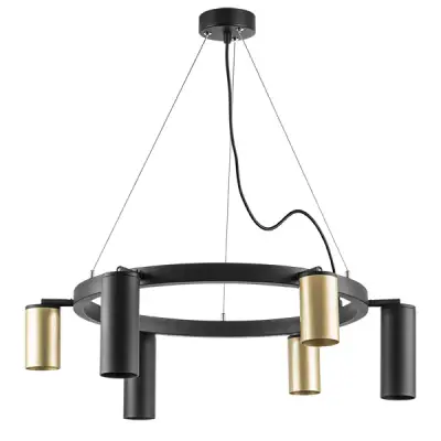 LR016403873 Люстра RULLO 6х50W GU10 ЧЕРНЫЙ/ЗОЛОТО (571016+214440-3+214487-3)