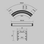 Радиусный профиль 35x35 D800мм 1/4 круга черный, ALM-3535R-B-D-90°-0.8M. TM Maytoni