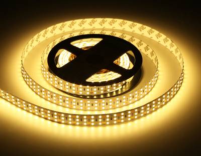Светодиодная лента трехрядная GS3901 2835 324Led/ 26W m/ 24V IP20 3000K/ 5000*18*1.2mm/ кратность резки 18.5mm (2 конт.)