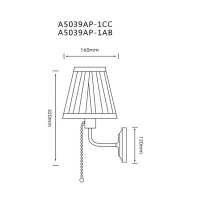 Бра Arte Lamp MARRIOT A5039AP-1CC, 1хE27
