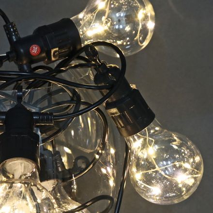 A-968 WW гирлянда светодиодная 5м, 10LED "Роса", насадки "Шарик", чёрный провод