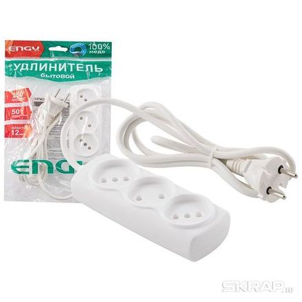 Удлинитель ENGY "Премиум" 1,7м/3роз. (ПВС 2х0,75)
