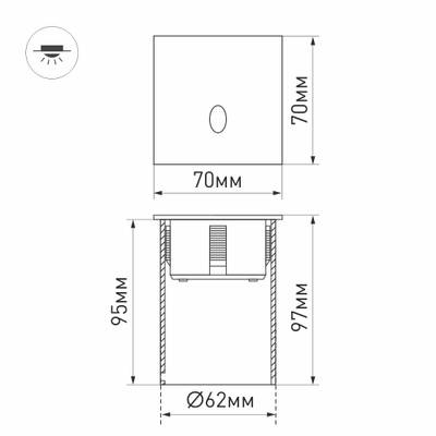 Светильник LT-GAP-S70x70-3W Warm3000 (BK, 30deg, 230V) (Arlight, IP65 Металл, 3 года)