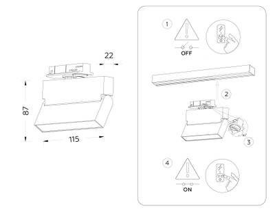 Светильник светодиодный трековый GL6801 WH белый LED 6W 4200K 115*22*87