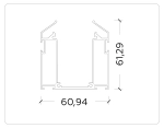 Корпус для накладного шинопровода в натяжной потолок Magnetic 220V GL1014 AL алюминий 3000*61*61