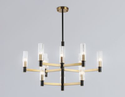 Светильник на штанге LH55515/12 BK/BS/CL черный/латунь/прозрачный E14*12 max 40W D860*905