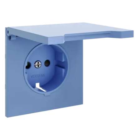 VLS000815 Накладка для розетки с заземлением, защитными шторками и крышкой, S70 (деним). (ТМ Maytoni)