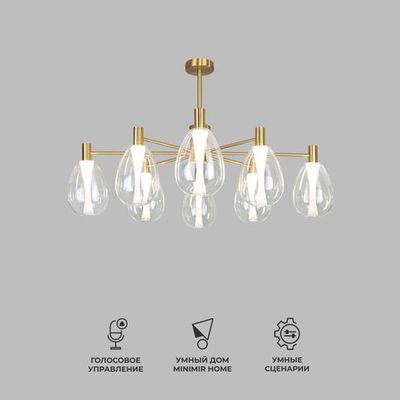 Умный потолочный светильник со стеклянными плафонами 60175/8 латунь Smart