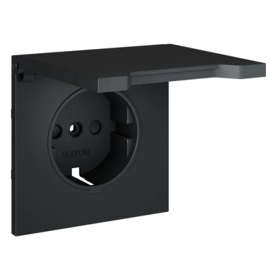VLS000807 Накладка для розетки с заземлением, защитными шторками и крышкой, S70 (графит). (ТМ Maytoni)
