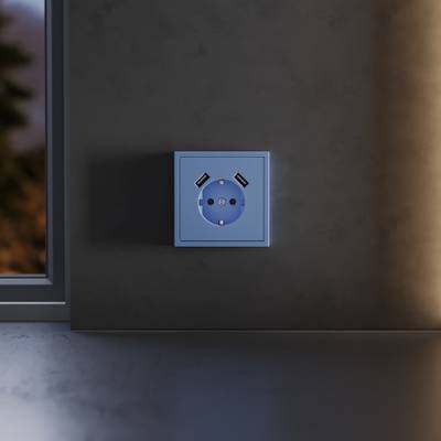 VLS000915 Накладка для розетки с заземлением и защитными шторками, с USB A+A, S70 (деним). (ТМ Maytoni)