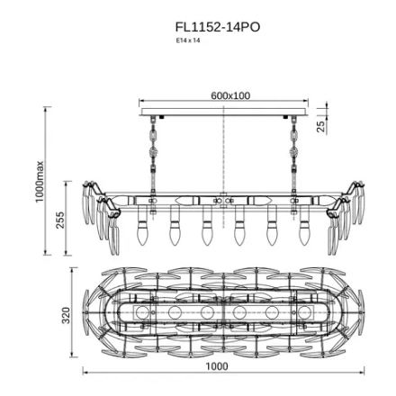 Люстра подвесная Infinita FL1152-14PO, E14х14