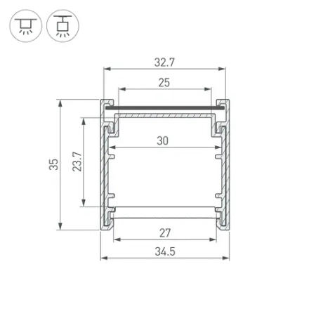 Профиль LINE-3535-BENT-SIDE-2000 ANOD (Arlight, Алюминий)