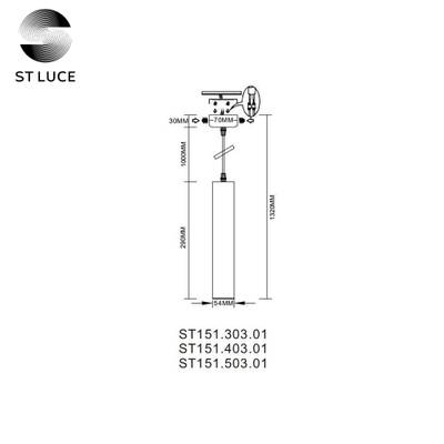 ST151.503.01 Светильник подвесной Белый GU10 1*50W  IP20 D54xH290 220V Без ламп