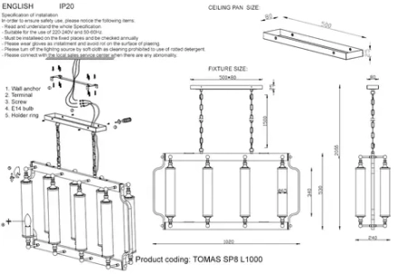Люстра Crystal Lux TOMAS SP8 L1000 CHROME 3671/308
