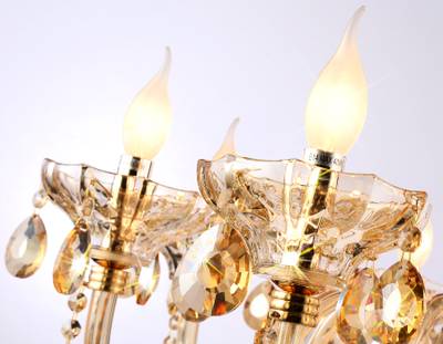 Подвесная люстра с хрусталем TR4907/8 GD/TI золото/янтарь E14/8 max 40W D760*639