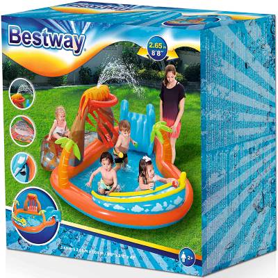 Бассейн надувной игровой детский "Вулкан" 265*265*104 см, 208 л, 53069 Bestway