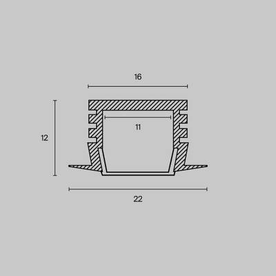 Алюминиевый профиль встраиваемый 22x12, ALM006S-2M. TM Maytoni