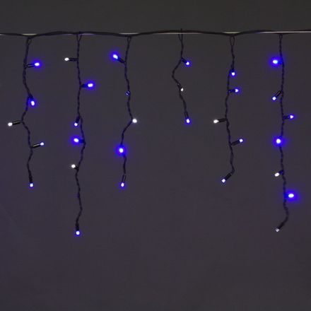 A-057A BL/W FLASH гирлянда светодиодная 5х0,6м 180LED в виде "бахрома" , провод черный,морозостойк.