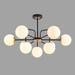 8375/9C MODERNI LN черный/латунь/белый, металл/стекло Люстра потолочная E27 9*60W 220V ELRONA