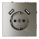 VLS040404 Розетка встраиваемая VOLTUM S70 с заземлением и защитными шторками, 16А, с USB, A+A, (шелк). (ТМ Maytoni)