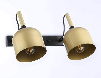 Настенно-потолочный спот TR97106/2 GD/BK золото/черный E27*2 max 40W D130*223*273
