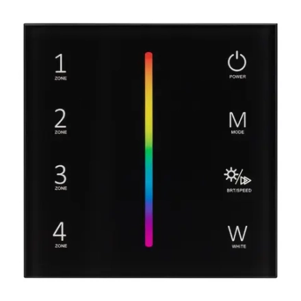 Панель Sens SMART-P30-RGBW Black (230V, 4 зоны, 2.4G) (Arlight, IP20 Пластик, 5 лет)