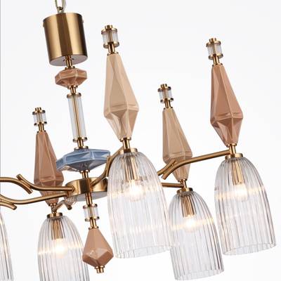 5414/6 MODERN ODL_EX26 античная бронза/терракот/синий/бежевый/металл/керамика Люстра E14 6*40W TERRA