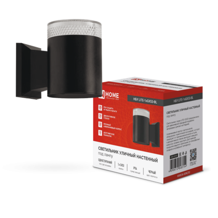 Светильник НБУ LITE-1хGX53-BL IP65 уличный настен. односторон. под лампу 1хGX53 алюм. черн. IN HOME 4690612048154