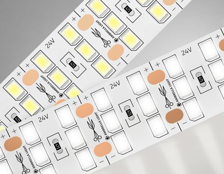 Светодиодная лента трехрядная GS3902 2835 324Led/ 26W m/ 24V IP20 4500K/ 5000*18*1.2mm/ кратность резки 18.5mm (2 конт.)