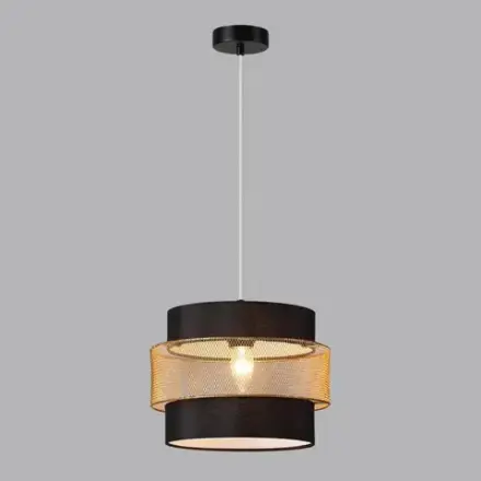 8003/1A MODERNI LN26 312 черный/черный, золотой металл/металл, текстиль Подвес Е27 60W 220V ANIMAISA