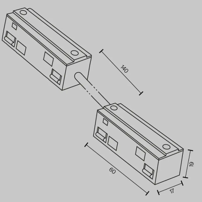 Коннектор питания угловой гибкий 15 см Exility черный, TRA034CPC-42B-15-1. TM Maytoni