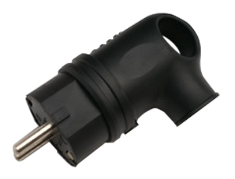 Вилка угловая с заземлением каучук 16А IP44 черн. 9220 IN HOME 4690612010229