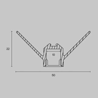 Алюминиевый профиль встраиваемый скрытого монтажа 50x22 (Серебро, 2 м), ALM-5022-S-2M. TM Maytoni