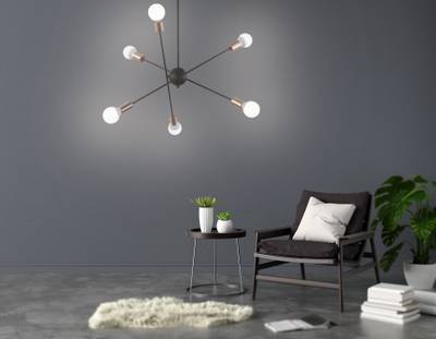 Подвесной светильник в стиле лофт TR80435/6 BK/GD черный/золото E27/6 max 60W D950*730