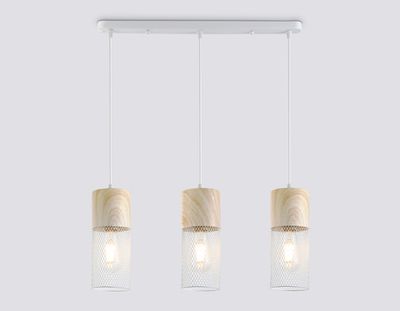 Светильник подвесной TR8499/3 WH/WD белый/дерево E27/3 max 60W 550*100*1000