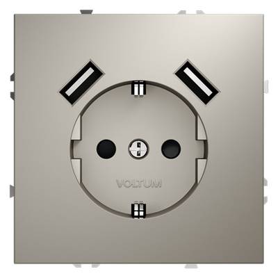 VLS040403 Розетка встраиваемая VOLTUM S70 с заземлением и защитными шторками, 16А, с USB, A+A, (кашемир) (ТМ Maytoni)