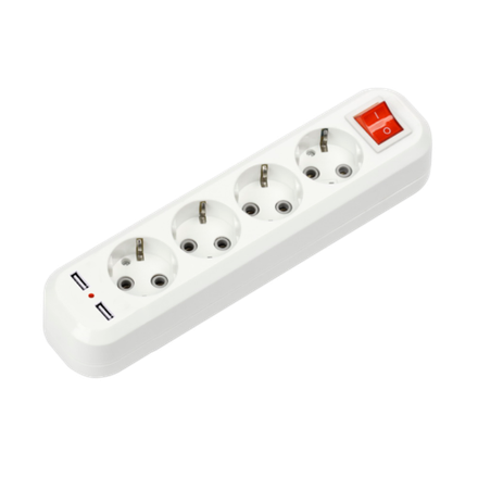 Колодка 4м УЗВ-4USB-GRAND с выключателем и заземлением 2хUSB 5340 IN HOME 4690612043081
