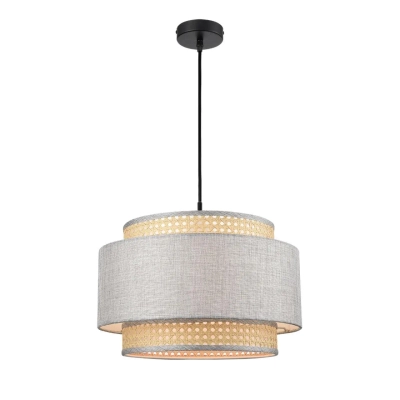 8043/1 MODERNI LN26 338 черный/серый/бежевый, металл/текстиль/ротанг Подвесной светильник Е27 1*60W 220V LAUNA