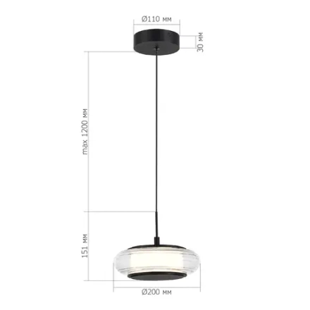 SL6239.403.01 Светильник подвесной ST-Luce черный/прозрачный LED 1*7W 3000K