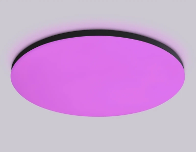 Потолочный светодиодный светильник с Wi-Fi Яндекс Алисой/Tuya/Smart Home/Alexa FZ2006 BK черный IP54 30W 3000K-6500K+RGB D450*60 (ПДУ ИК)