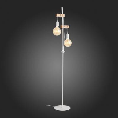 SL1142.505.01 Торшер Белый, Светлое дерево E27 2*60W