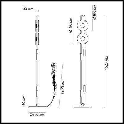 5407/23FL MODERN ODL_EX24 135 черный/золотой/металл/стекло Торшер LED 23W 3000K 1940Лм MAGNET