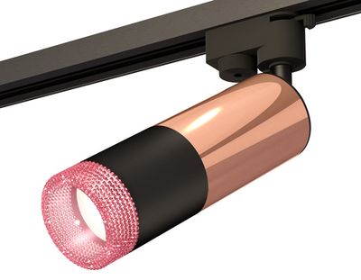 Комплект трекового однофазного светильника с композитным хрусталем XT6302061 SBK/PPG/PI черный песок/золото розовое полированное/розовый MR16 GU5.3 (A2521, C6326, A2010, C6302, N6152)