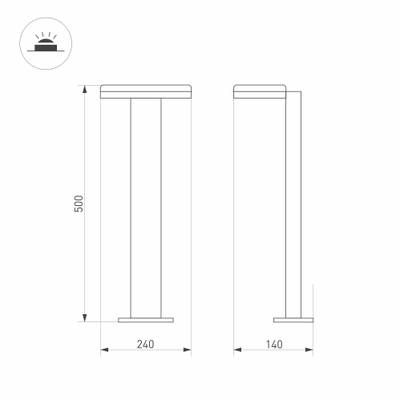Светильник LGD-TENT-BOLL-H500-9W Warm3000 (GR, 110 deg, 230V) (Arlight, IP65 Металл, 3 года)