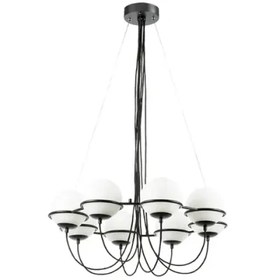 803287 Люстра GLOBO 8х40W E14 ЧЕРНЫЙ МАТОВЫЙ/БЕЛЫЙ Lightstar